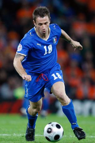 Cassano con la maglia della Nazionale durante Italia-Olanda ad Euro2008. Dipag